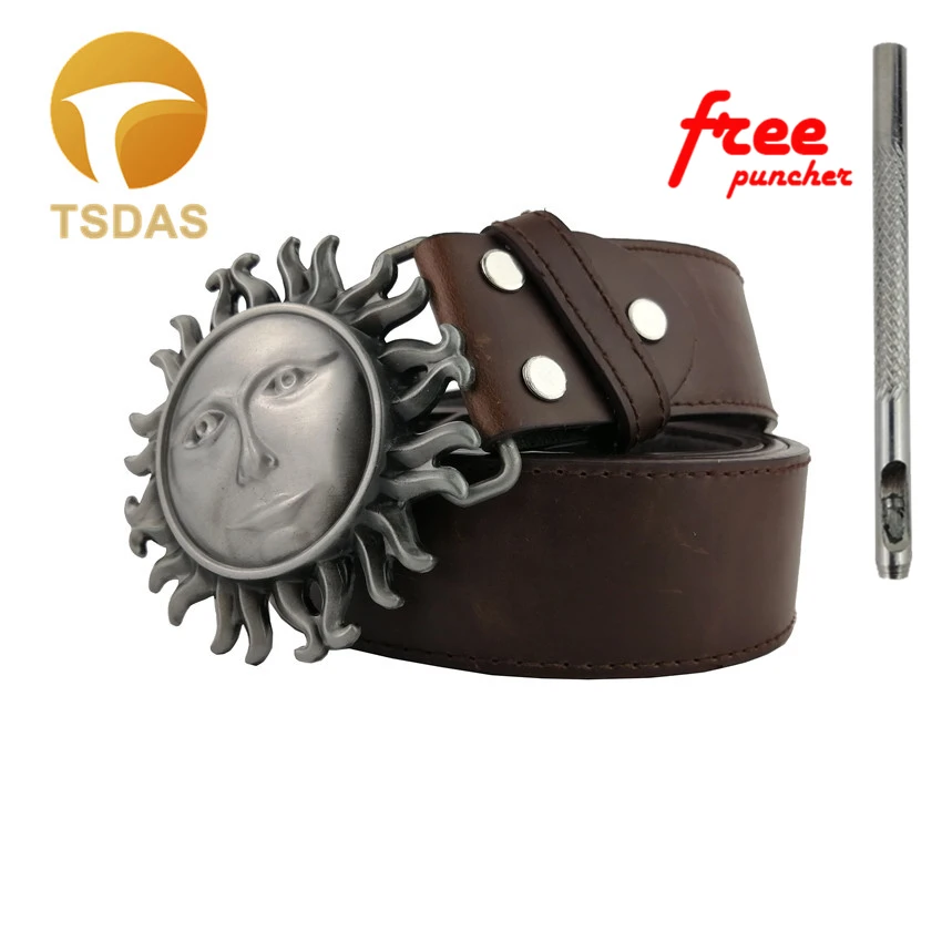 

Silver Plating Sun Flower Metal Belt Buckle 3d Fashion Belt Buckle with Belt As Men's New Year Gift