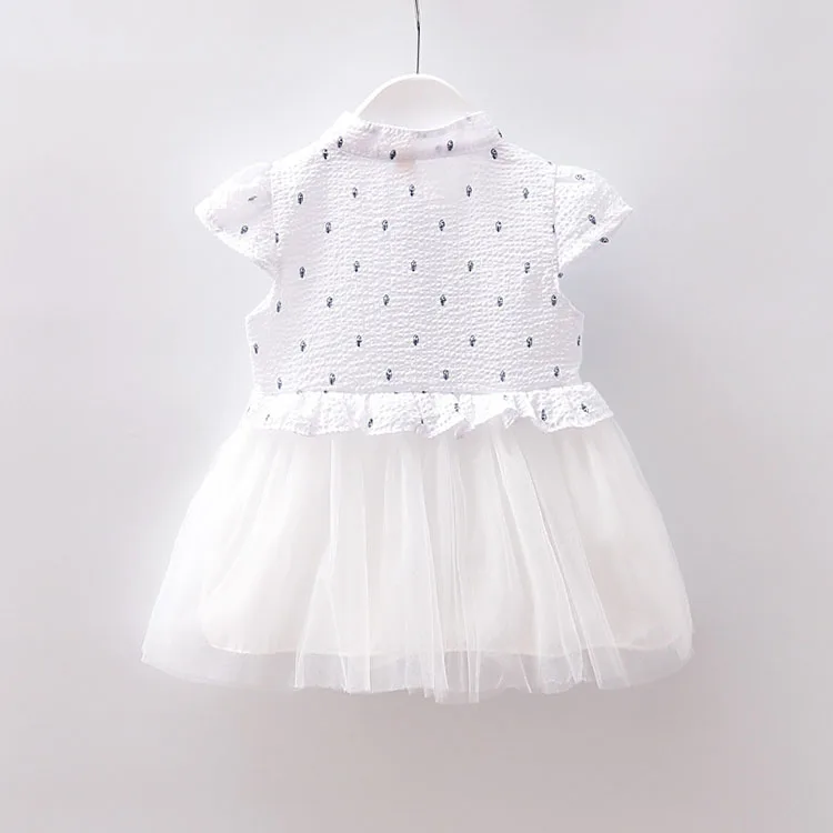 Младенческой Дети новорожденных для маленьких девочек детское платье Лето без рукавов милый белый розовый синий 9 12 18 24 месяцев кружево