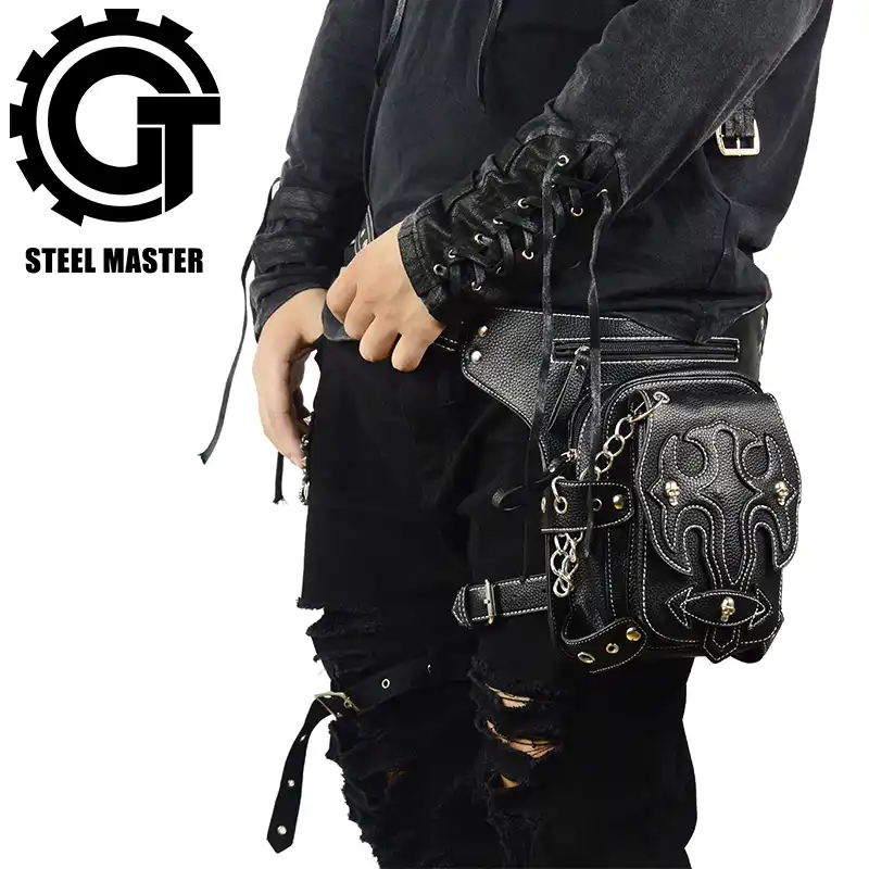 mens leather leg bag