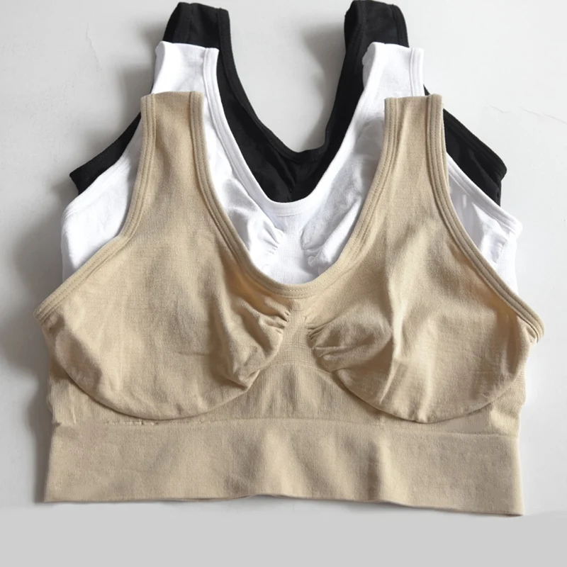 S-3XL plus size Women Seamless Wireless black white sports bra Stretch Running gym tanks Fitness Underwear Comfort Yoga Bra