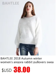 BAHTLEE осень зима женские ангорские кролики трикотажные пуловеры с рукавами в форме фонаря свитер с цветными блоками Алмазная Геометрическая сохраняющая тепло