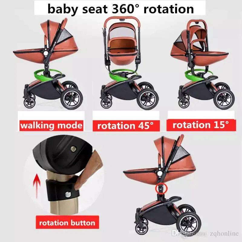 Роскошная Высокая детская коляска 3 в 1, дорожная система, коляски для новорожденных, Европейское кожаное автомобильное кресло, коляска 2 в 1, без тарифов