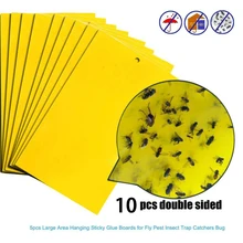 10 листов 10*15 см желтая тарелка ловушка доска тарелка-приманка мухи двухсторонние ловушки сильная инсектицидная приманка для насекомых липкая 45