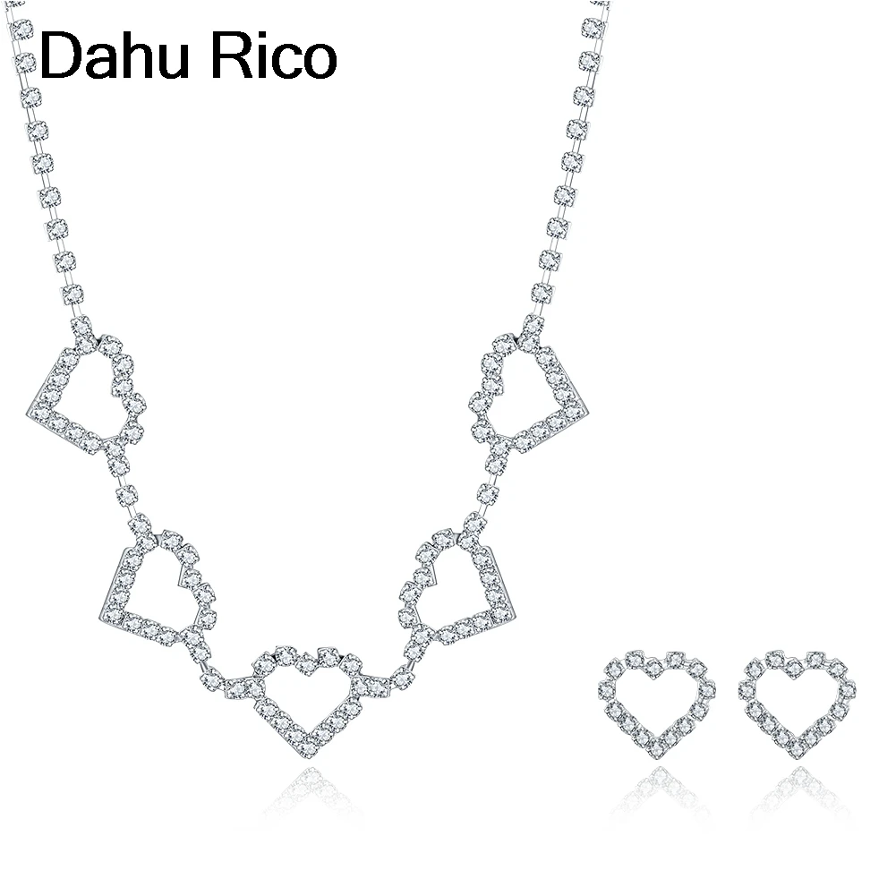 Сердце boucles d'oreilles pendientes наборы Свадебные украшения для невест серебряный цвет