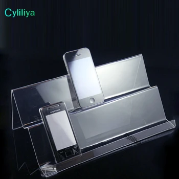 

cyliliya 100pcs hot sale Clear Acrylic Double layer long shelf Mobile cell phone display stand Multi-purpose type for universal