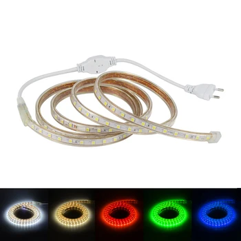

Led Strip 5050 Waterproof Led Verlichting Neon Light AC 220V diode tape Lamp With EU Plug 1M 2M 3M 4M 5M 10M 15M 20M For Home