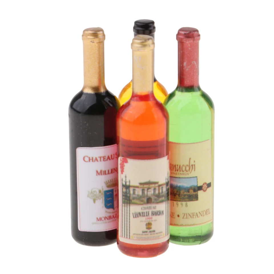 18 Piece Handmade 1:12 Dollhouse Wine Bottles Kitchen Bar Decor Crafts