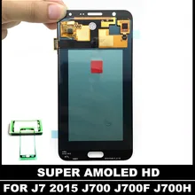 Super AMOLED lcd для samsung Galaxy J7 J700 J700F J700H J700M lcd S дисплей кодирующий преобразователь сенсорного экрана в сборе с наклейкой