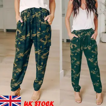 

Stylish Women High-waist Lace-up Harem Loose Camouflage Cargo Pants Lady Summer Casual Military Comfortable Clothing S-XL