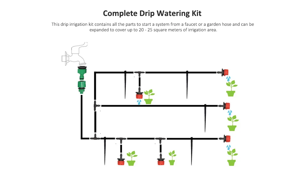 DIY Drip Irrigation Tool Kit Eco-friendly Watering System Set for Garden Plant Flower 