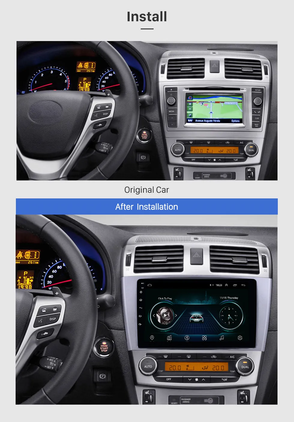 Best Harfey 9" Android 8.1 GPS Navigation Radio for 2009-2013 Toyota AVENSIS with Bluetooth SWC support DVR car multimedia player 2