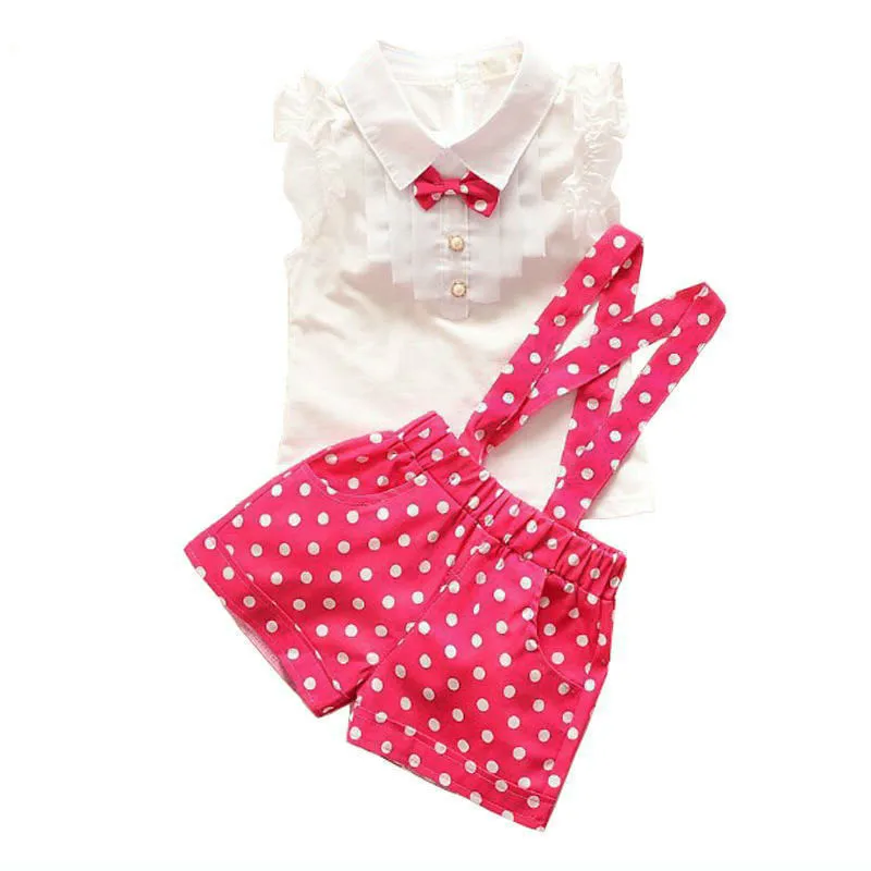 

Summer Girls Clothing Set Of Baby Girl Children's Clothing Sleeveless T-shirt+Polkat Dot Pant Suits Kids Girls Princess Suit 40