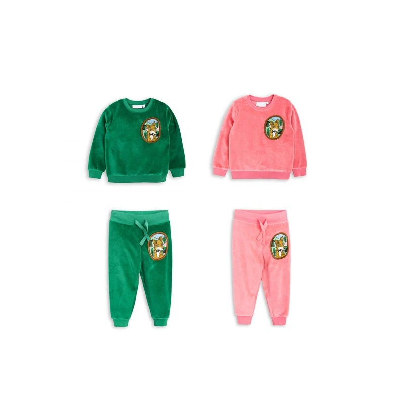 

BOBOZONE Autumn winter long-sleeve Fox Velour Sweatshirt and pants Velvet sets FOR KIDS BOYS GIRLS