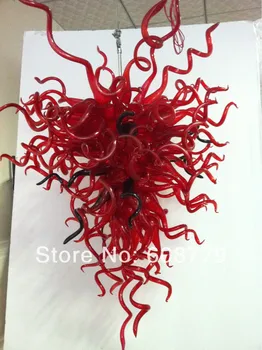 

Free Shipping LED Rectangular Art Red Glass Chandelier Lighting