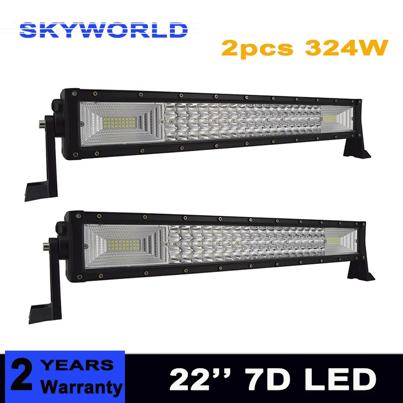 

2pcs IP67 7D Tri-Row 22Inch 324W Car LED Light Bar Combo Beam Offroad 4X4WD Truck ATV Tractor 12v 24v Work Lamp