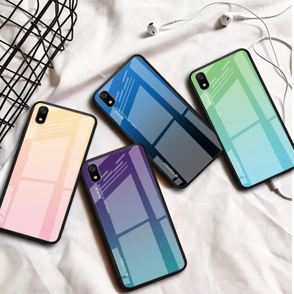 

Gradient Tempered Glass Case For Xiaomi Redmi Go 7A 6A 7 6 A Pro 5 Plus Glass Cover Shell For Xiomi A2 Lite Go Phone Cover