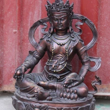 Bi003307 1" Китайский Тибет Буддизм Бронзовый Желтый Мышь Jambhala Богатство Бог Статуя Будды