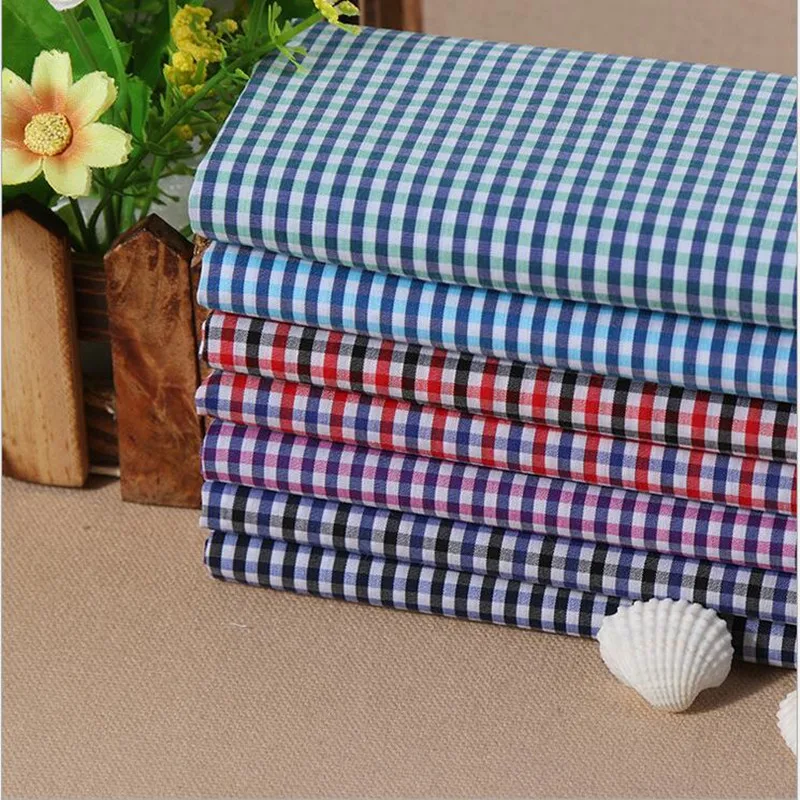 Multi color cotton silk elastic shirt fabrics Spot yarn dyed checks