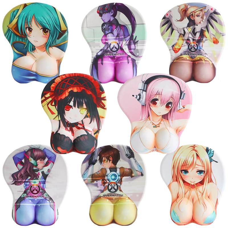 Mouse Pad Creative Cartoon Anime 3D Sexy Chest Silicone Wrist Rest Support