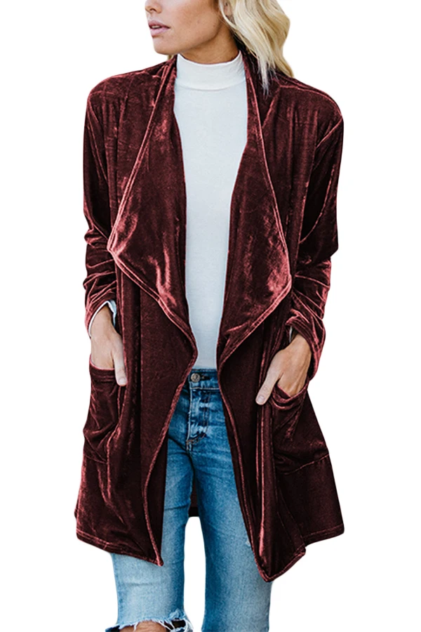Russet-Draped-Open-Front-Velvet-Jacket-LC85253-3-1