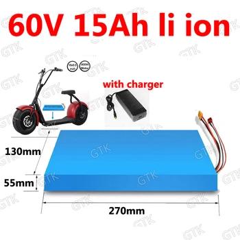 

GTK 60V 15Ah Lithium-ion Battery 60v li ion BMS for two Wheel Foldable citycoco escooter bike 1500w 750w Replacement +2A charger