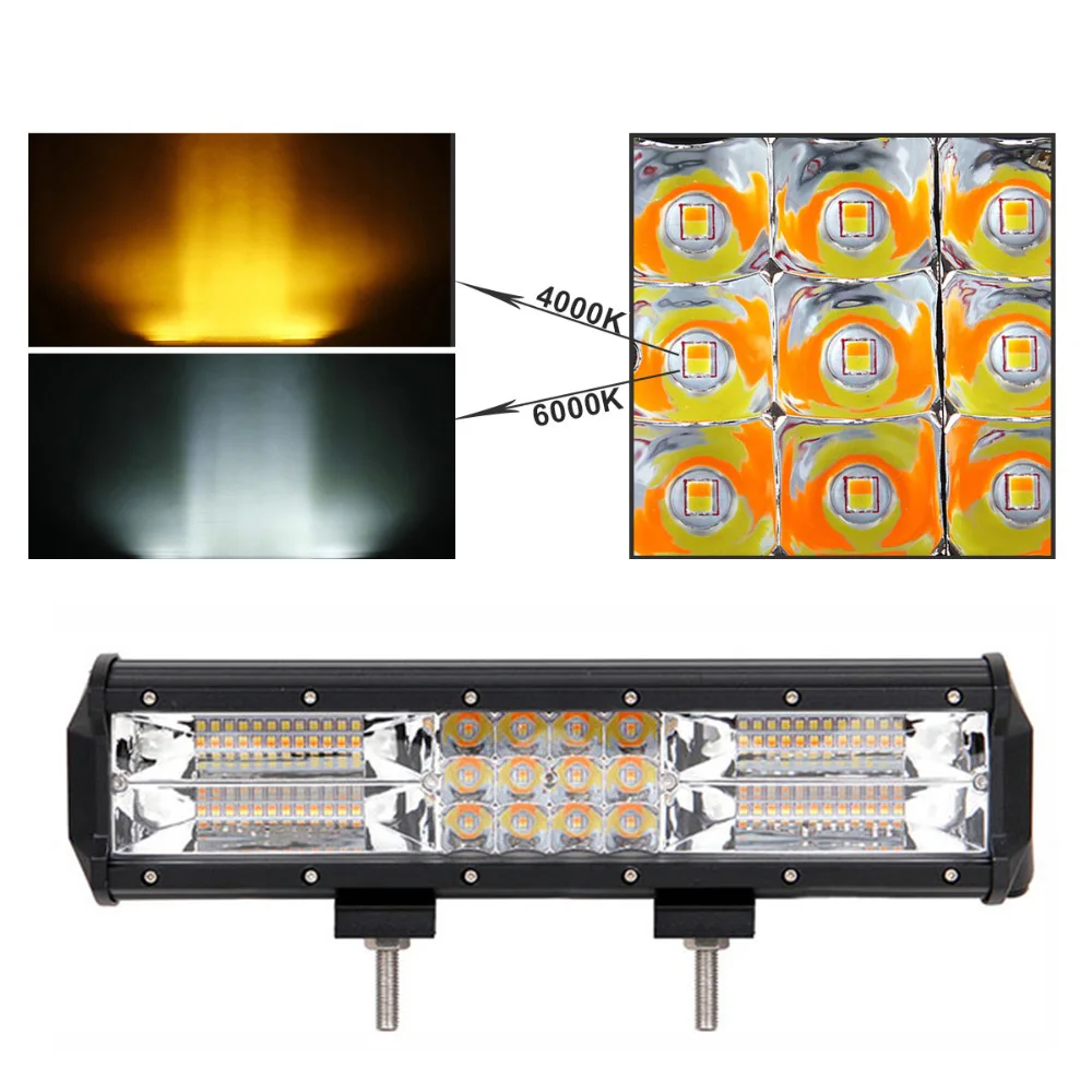 Auxtings 12 дюймов 180 Вт 12 ''3 ряда Подвижный кронштейн стробоскоп Вспышка 5 моделей двойной цвет 7D светодиодный свет бар внедорожный 4x4 Автомобильный свет 12 В 24 В