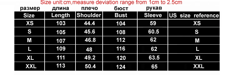 00M to 5XL
