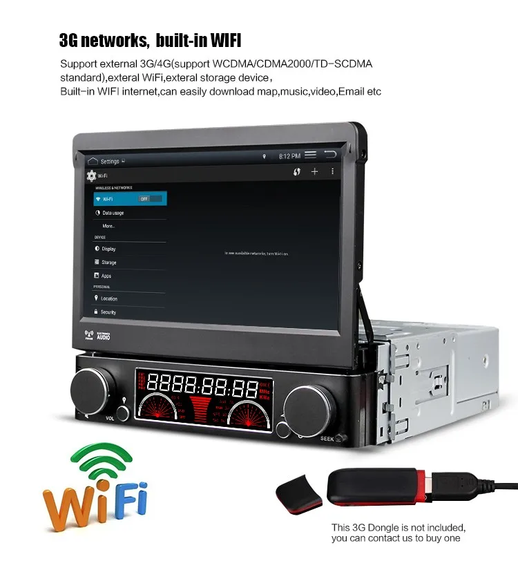 Best Euanvi Quad Core 2G RAM 1 Din Android 6.0 Car DVD Player Radio Stereo Universal with GPS Navi Bluetooth Multimedia System 4G 9