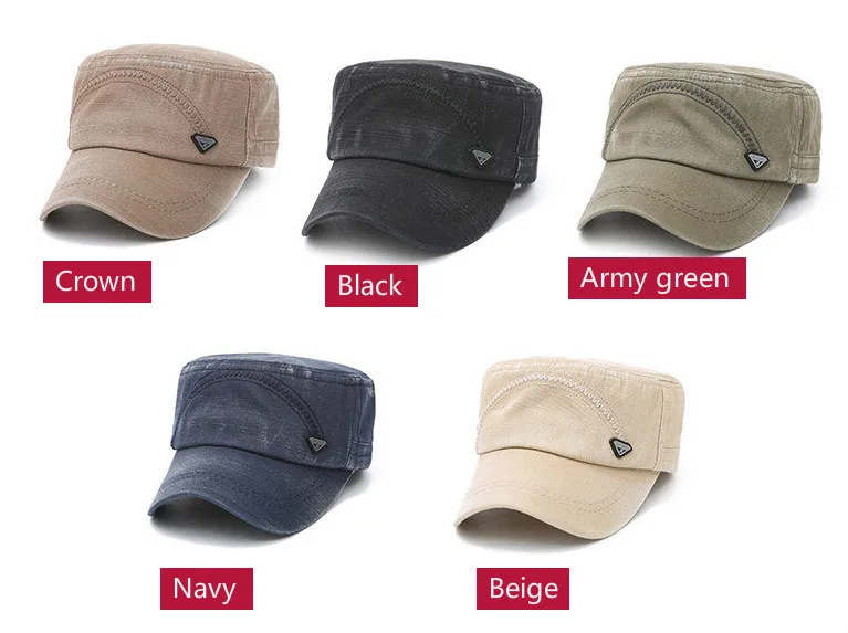 Хлопковая винтажная немецкая военная шляпа Кепка женская мужская повседневная плоская армейская шляпа Регулируемая короткая шляпа