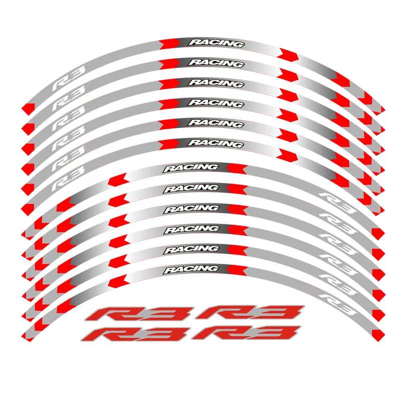 Новинка, высокое качество, 12 шт., подходит для мотоцикла, наклейка для колес, полоса, светоотражающий обод для YAMAHA YZF R3 YZFR3 - Цвет: 12