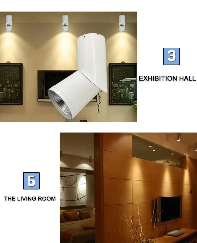 Rotatable Ceiling Surface Mounted, Aluminum Cylinder Led Ceiling Lights 7W,10W ,15W White Housing Factory Price