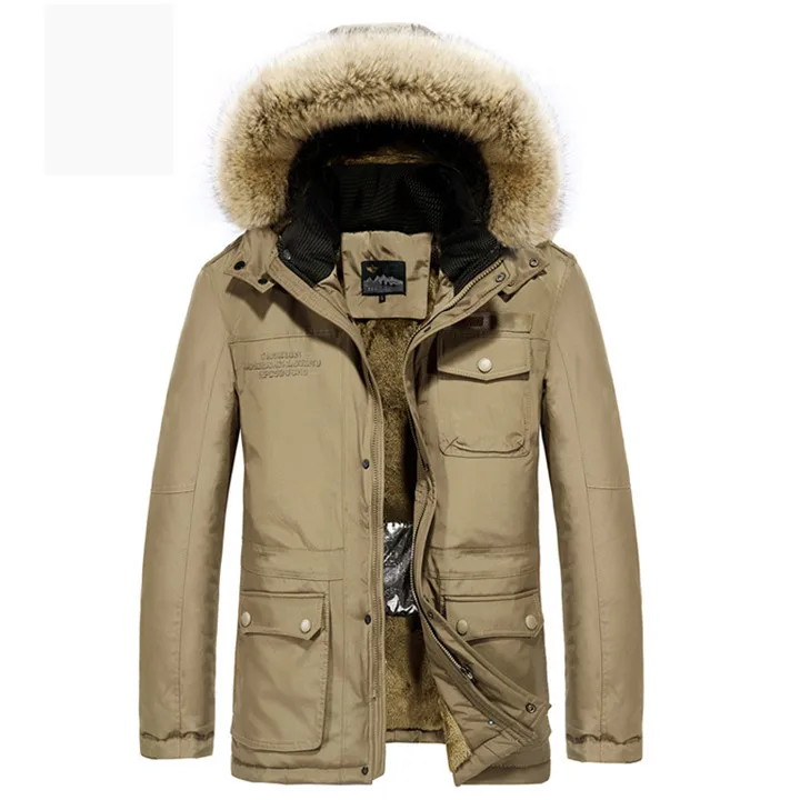 Зимняя мужская куртка Afs Jeep Parkas, пальто с капюшоном, Толстая теплая флисовая куртка, умная теплая куртка с регулируемой температурой для мужчин - Цвет: Khaki