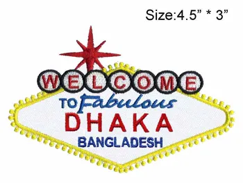 

Largest Cities of the World patch of DHAKA MANILA CAIRO OSAKA 4.5"wide/sewing/embroidery crafts/set bordado