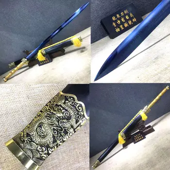 

3KG*Handmade KungFu Heavy Swords Unique High Carbon Steel Blue Blade Sharp Chinese Han Dynasty Dragon Sword Jian
