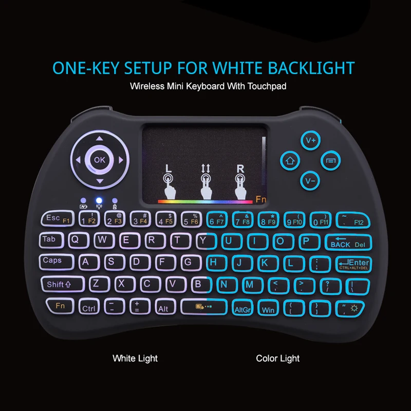 Разноцветная Беспроводная мини клавиатура Blacklight 2 4 ГГц английская версия с