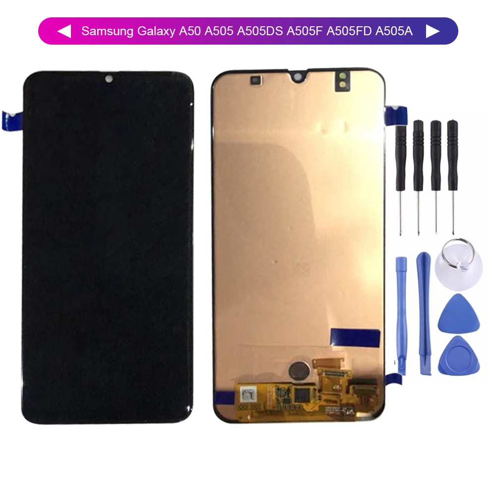 

AAA With Frame LCD For Samsung Galaxy A50 A505 A505DS A505F A505FD A505A Lcd Display Touch Screen Digitizer Assembly +Tools