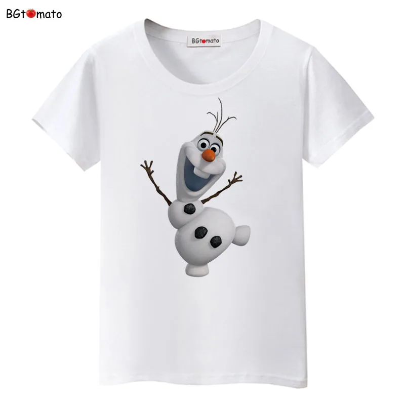 

BGtomato Famous cartoon Lovely Olaf 3D T-shirt women super cute popular cartoon shirts cool tops Brand good quality casual tees