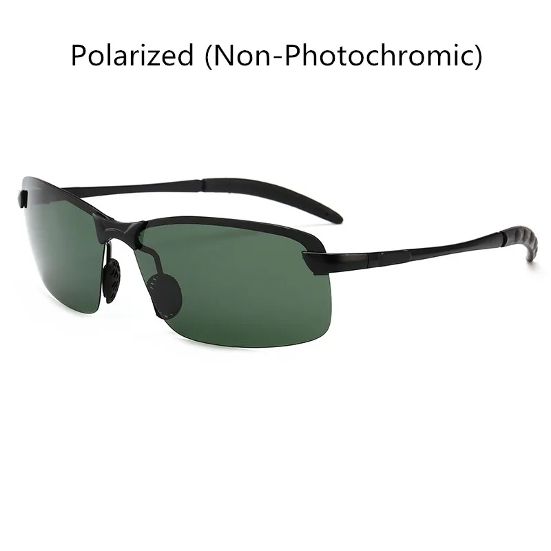 Al-Mg сплав фотохромные солнцезащитные очки мужские поляризованные очки Хамелеон Меняющие цвет солнцезащитные очки день ночное видение очки для вождения - Цвет линз: Black(Green Lens)