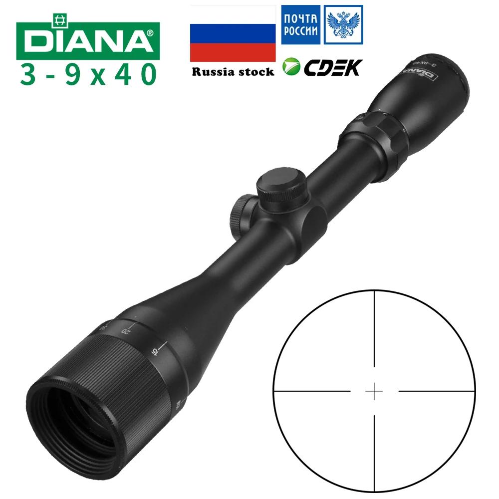 DIANA 3-9X40 AO тактические оптические прицелы из стекла, травленая перекрещивающаяся сетка, Воздушная снайперская Охотничья винтовка с свободные крепления