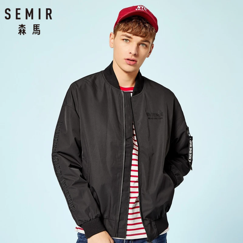 SEMIR мужская бейсбольная куртка с вышивкой язычковым рукавом бомбер на молнии