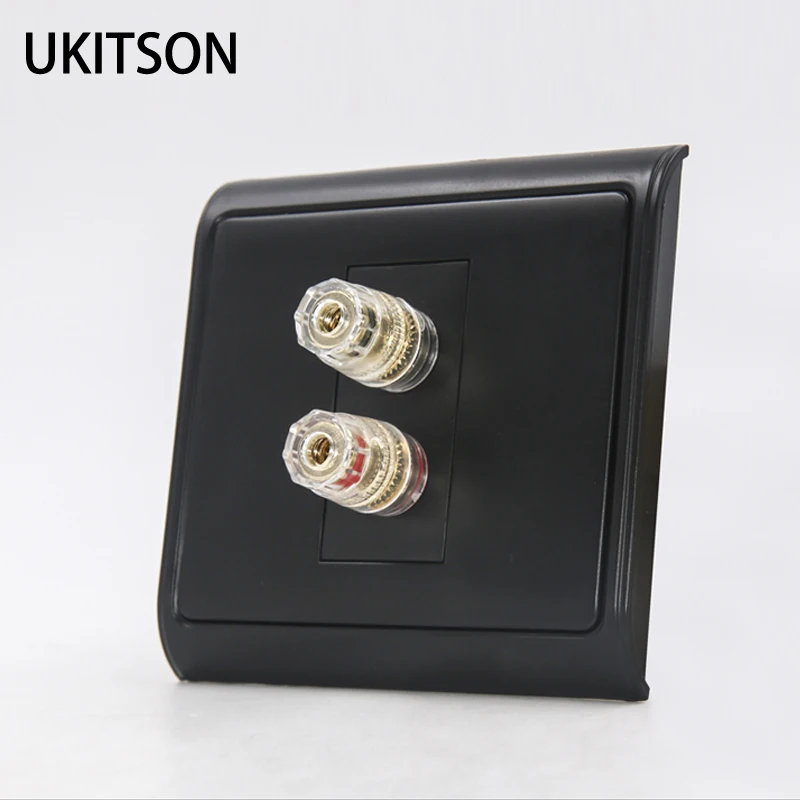 

Quality Two Plugs Speaker Connector Wall Panel Black Color 86x86mm