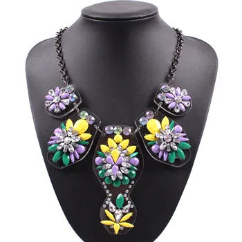 

New Fashion Brand Hot Sale Women Chain Pendant Statement Necklace Crystal Chunky Jewelry for Ladies