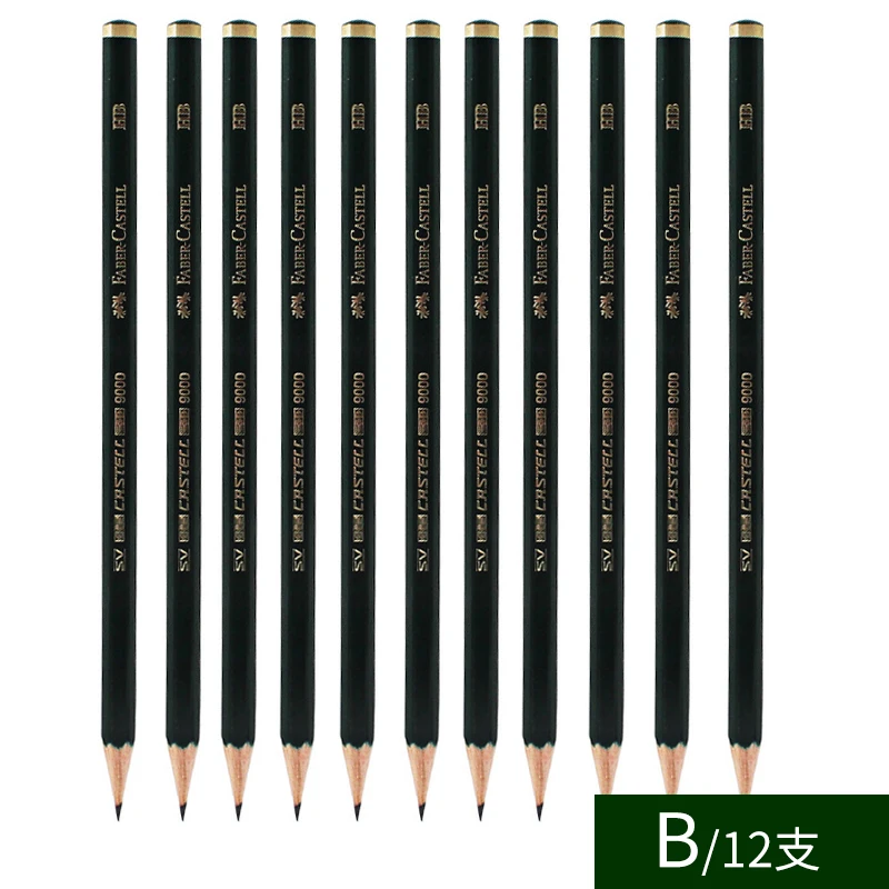 12 шт. в упаковке, импортированные из Германии Faber Castell карандаш 9000 Профессиональный рисунок карандаш мульти-серый карандаш для эскизов - Цвет: B