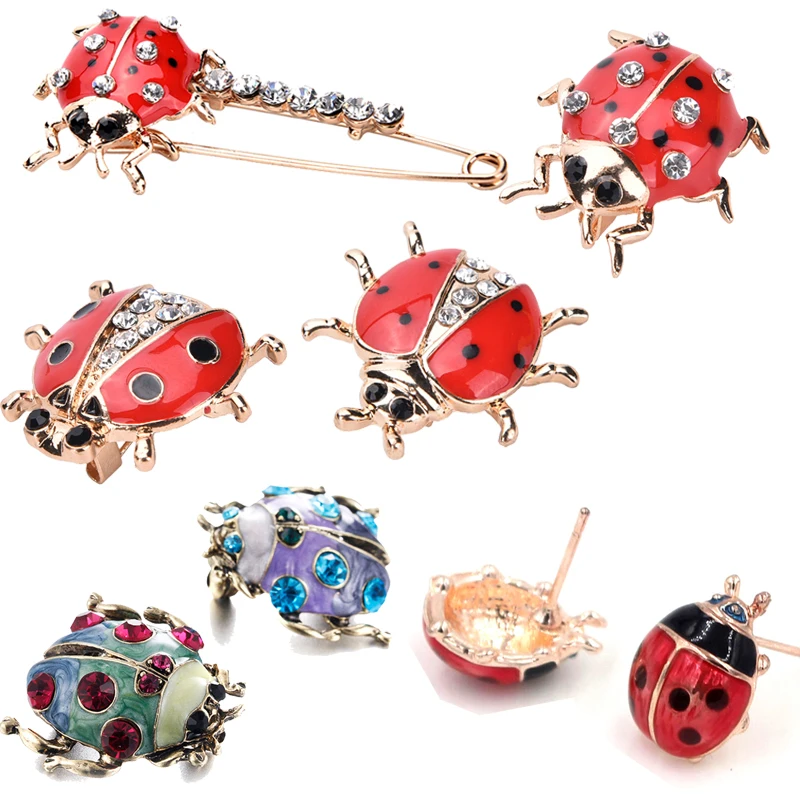 

1 pcs Handmade Oil Insect Brooch Fashion Animal Brooch Rhinestone Female Jewelry Ladybug Brooch