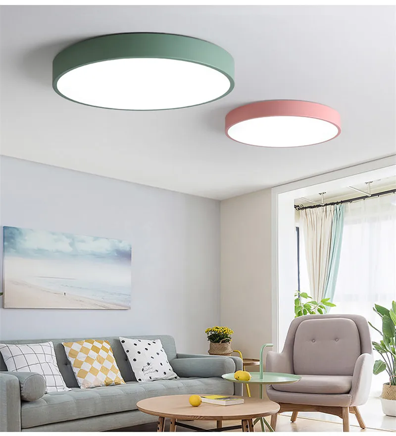 Macaron светодиодный красочный круглый потолочный светильник для гостиной, спальни, столовой, den, балкона, кухни, крыльца, инженерная, офисная, фигурная лампа