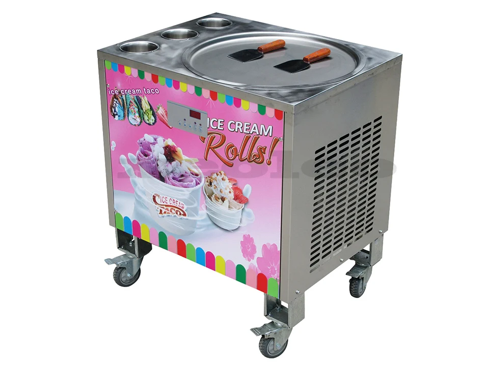XEOLEO настольная машина для жарки льда, машина для мороженого, машина для йогурта, 50 см, горшок с 3 ведрами, Жарка льда из нержавеющей стали