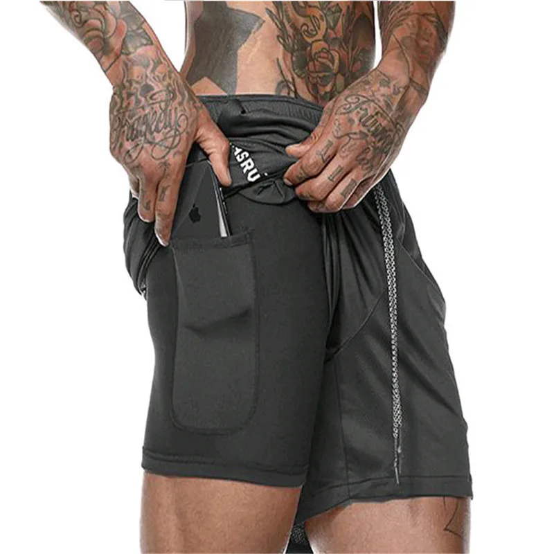 

Men's 2 in 1 Running Shorts Mens Sports Shorts Quick Drying Training Exercise Jogging Gym Shorts with Built-in pocket Liner