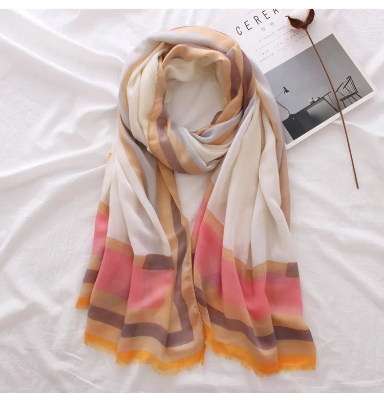 

2018 Newest Women Geometry Pattern Cotton Frayed Scarf 2Colors 10PCS/LOT