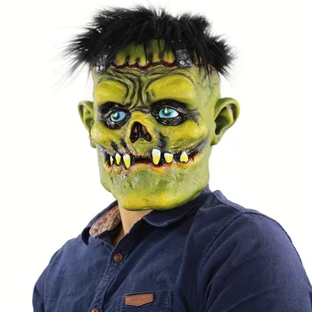 

Green Monster Novelty Halloween Props Adults Decaying Mask with Hair Zombie Mask Latex mask Bloody Scary Extremely Disgusting