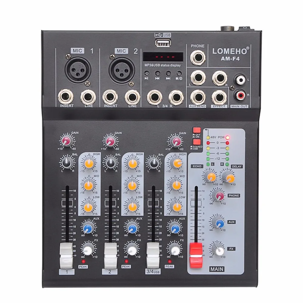 AM F4 4 Channel 2 Mono 1 Stereo USB Bluetooth 48V Phantom